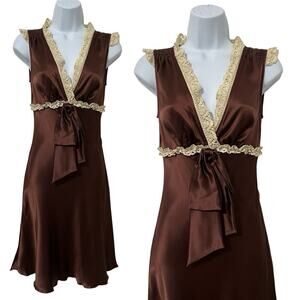Heart Moon Star Silk Crochet Y2K Babydoll Mini Dress Size XS Forest Fairy NWT